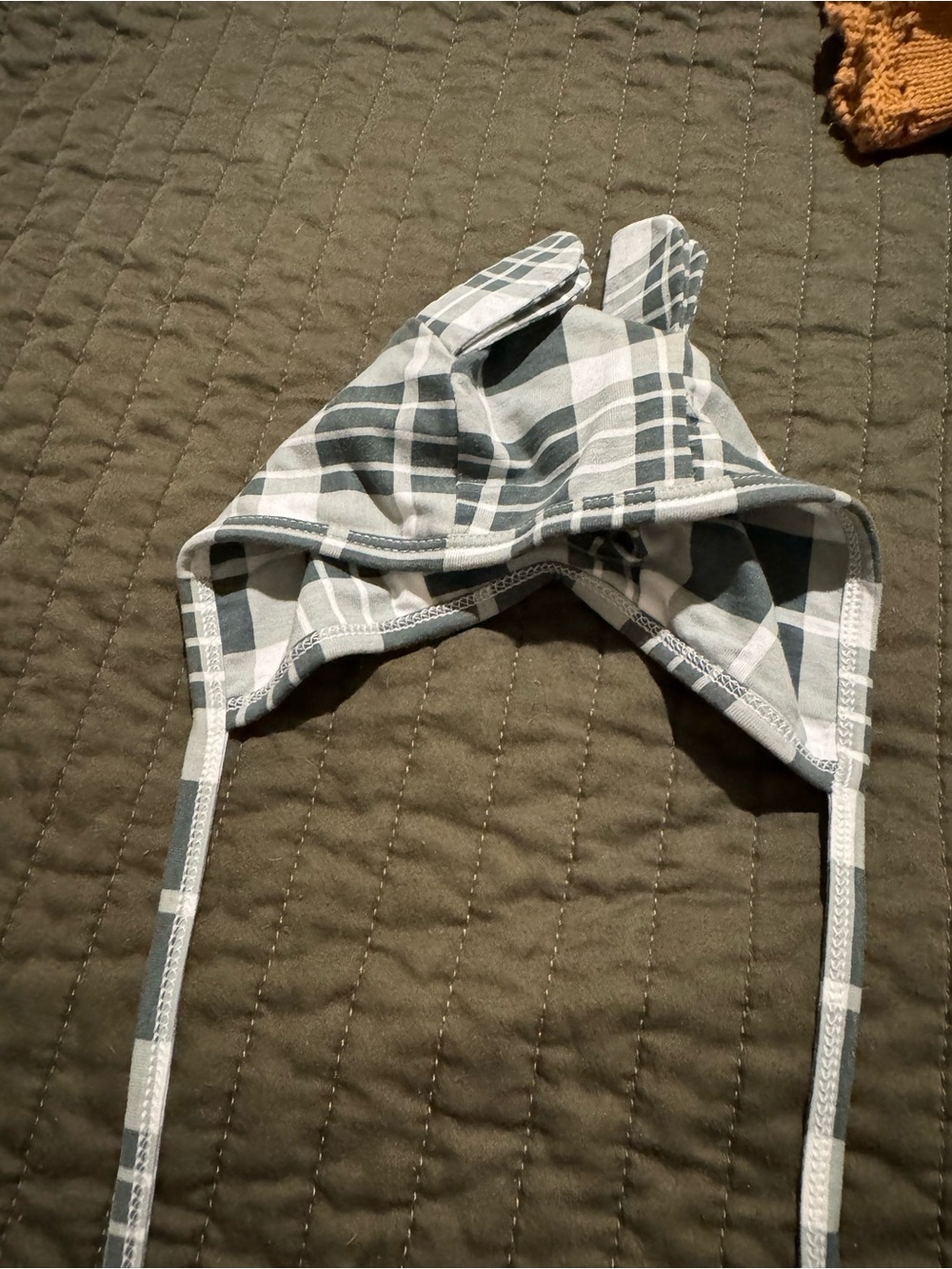 kate quinn green & White Plaid bear hat Christmas collection